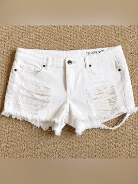 Blank NYC White Distressed Jean Shorts